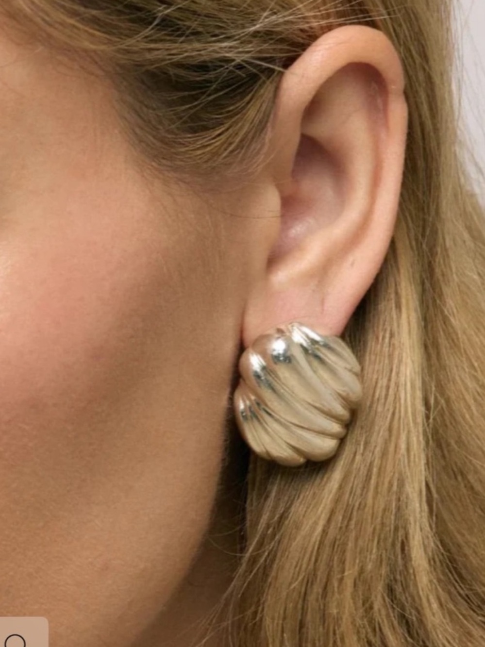 Beige and Silver Hive Clip Earrings
